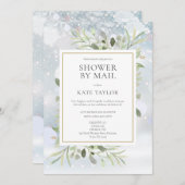 Bruiloftsfeest met winterblad door de post op afst kaart (Voorkant / Achterkant)