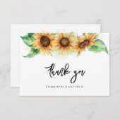 Bruiloftsfeest met zonnebloemen bedankkaart (Voorkant / Achterkant)