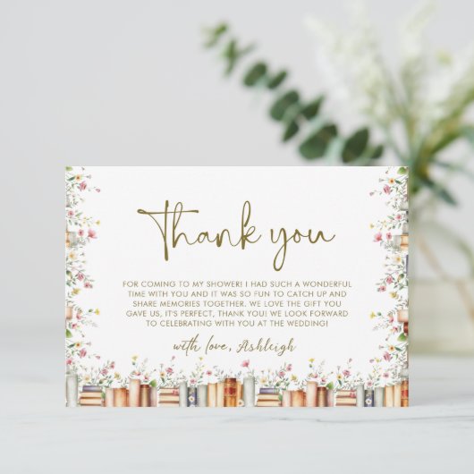 Bruiloftsfeest "Rustic Floral Storybook New Chapte Bedankkaart (Staand voorkant)