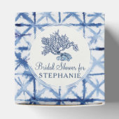 Bruiloftsfeest Strand Schelp Modern Blauw en Wit Bedankdoosjes (Bovenkant)