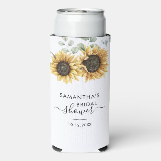 Bruiloftsfeest Sunflower Eucalyptus Script (Seltzer Achterkant)