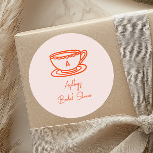 Bruiloftsfeest Thee Thema Whimsische Doodle Ronde Sticker