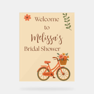 Bruiloftsfeest uitnodiging, Perzik Bloemige Fiets Acryl Bord