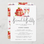 Bruiloftsfeest Uitnodiging Roze Blush Brunch & Bub (Voorkant / Achterkant)