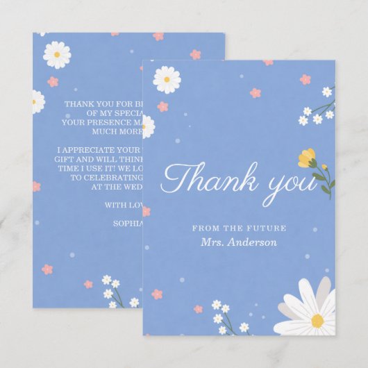 Bruiloftsfeest Wildflower Bedankkaart (Voorkant / Achterkant)