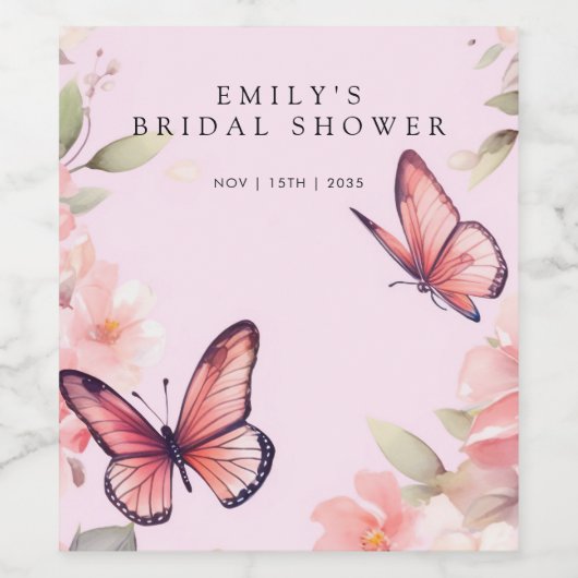 Bruiloftsfeestje Hij Geeft Me Vlinders Wijn Etiket (Enkel label)