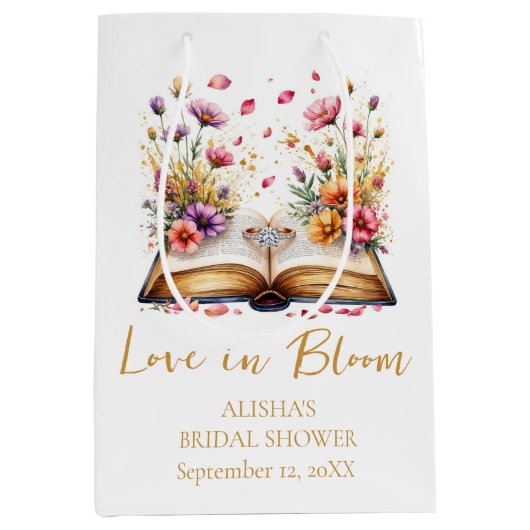 Bruiloftsfeestje "Love In Bloom" Medium Cadeauzakje (Voorkant)