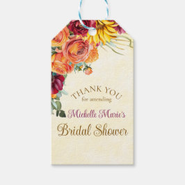 Bruiloftsfeestje met Bloemrijke Herfst Cadeaulabel