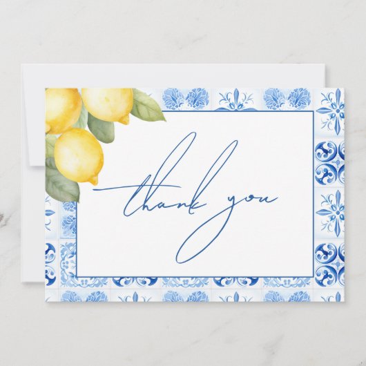 Bruiloftsfeestje met citrus thema: de hoofdattract bedankkaart (Voorkant)