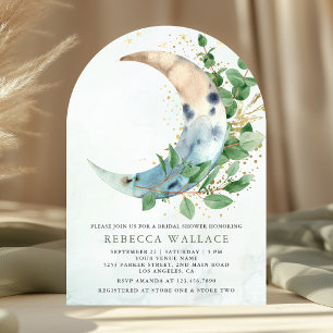 Bruiloftsfeestje met Halve Maan Eucalyptus Boog Kaart