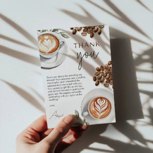 Bruiloftsfeestje met koffie - Liefde is aan het bo Bedankkaart