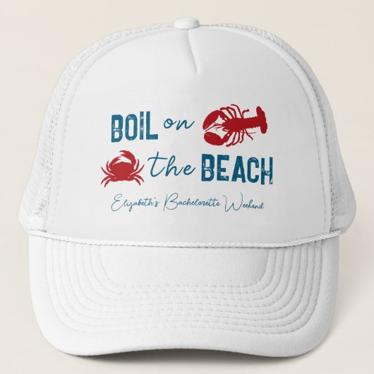Bruiloftsfeestje met kookfeest voor zeebanket trucker pet (Voorkant)
