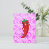 Bruiloftsfeestje met rode hete peper diva briefkaart (Staand voorkant)