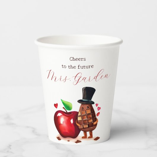 Bruiloftsfeestje Rode Appel Papieren Bekers (Achterkant)