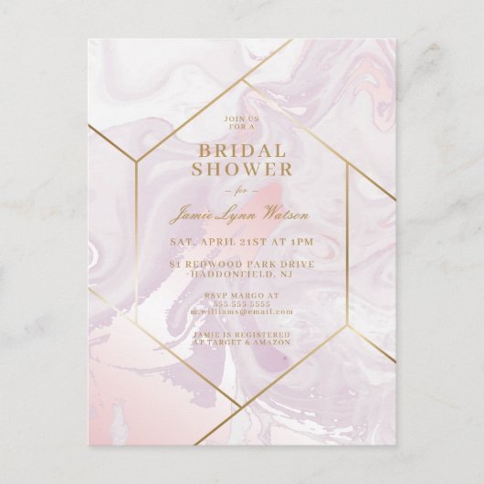 BRUILOFTSFEestJE | Roze Paarse Marmer Wervelende P Briefkaart (Voorkant)