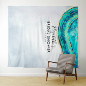 Bruiloftsfoto-achtergrond Teal Goud Agate Geode Wandkleed (In Situ (horizontaal))