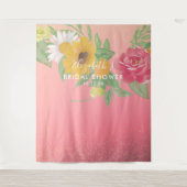 Bruiloftsfoto booth achtergrond roze bloemen wandkleed (Voorkant)