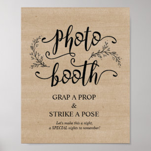 Bruiloftsfotocabine bord poster met landelijke wij