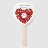 Bruiloftsgasten Floral Heart Love Modern Romantisc Handwaaier (Achterkant)