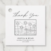 Bruiloftsgeschenklabel met modern strandontwerp bedankjes labels (Voorkant)