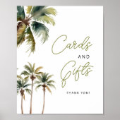 Bruiloftskaarten en -cadeaus met palmbomen poster (Voorkant)