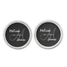 Bruiloftsmanchetknopen Monogram Zwart en Wit V6
