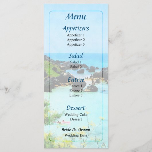 Bruiloftsmenu Beach St. Georges Bermuda Menu (Voorkant)