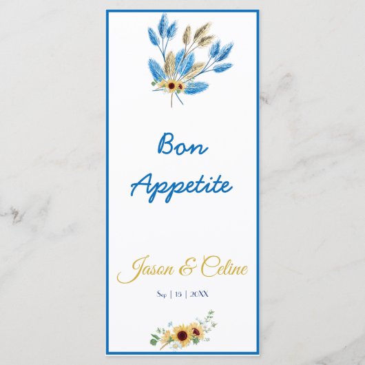 Bruiloftsmenu Menu (Achterkant)