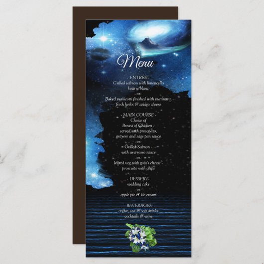 Bruiloftsmenu voor de Outer Space Galaxy Menu (Voorkant / Achterkant)