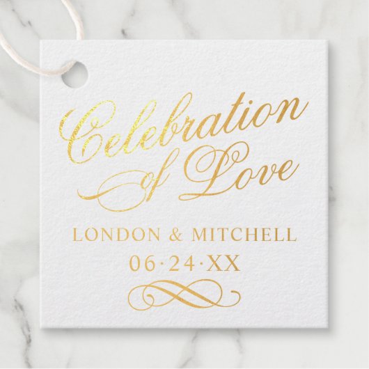 Bruiloftsmonogram Goud Feest van de Liefde Bedankjes Labels (Voorkant)