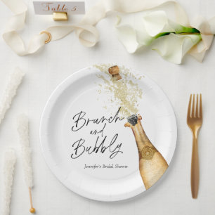 Bruiloftsontbijt en bubbels Bruidssalon Papieren B Bordje