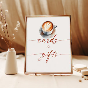 Bruiloftsontbijt koffiekaarten & cadeaus voetstuk poster