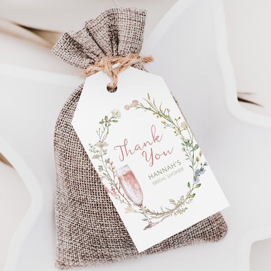 Bruiloftsontbijt met Bloemen en Prosecco Bedankkaa Cadeaulabel