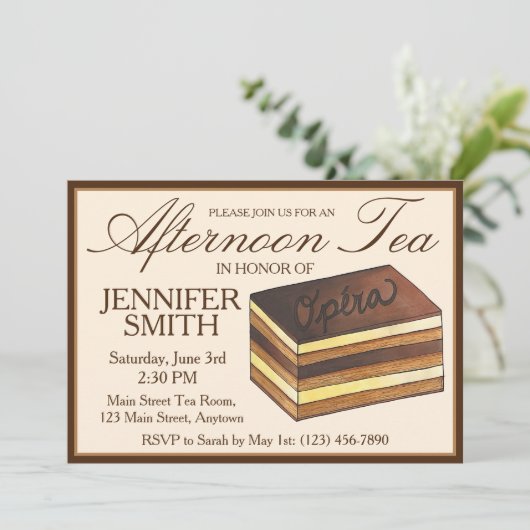 Bruiloftsontbijt met Opera Cake-thema Kaart (Staand voorkant)