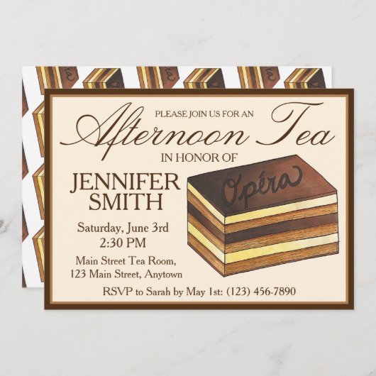 Bruiloftsontbijt met Opera Cake-thema Kaart (Voorkant / Achterkant)