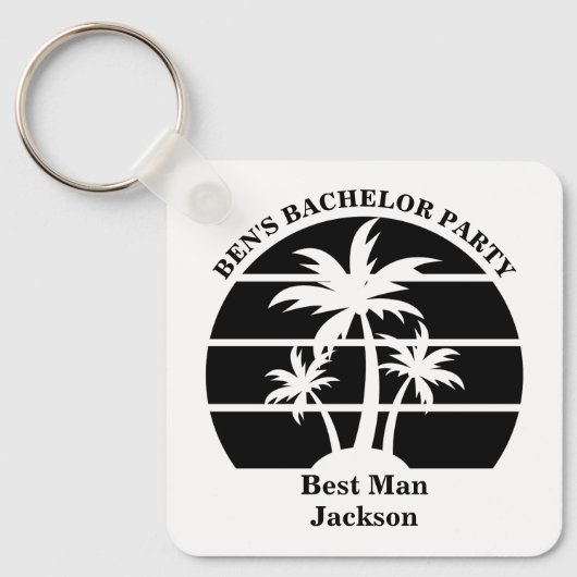 Bruiloftspalmboom vrijgezellenfeest Bruidsjonkers Sleutelhanger (Voorkant)