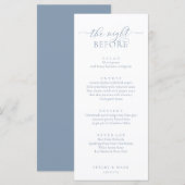 Bruiloftsprobediner, Romantisch Stofblauw Menu (Voorkant / Achterkant)