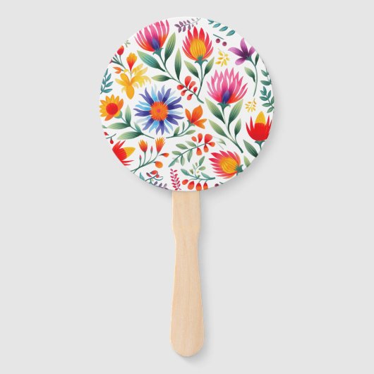 Bruiloftsprogramma met levendige waterverf bloemen handwaaier (Achterkant)