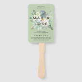 Bruiloftsprogramma met sappige groene beplanting handwaaier (Voorkant)