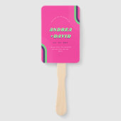 Bruiloftsprogramma 'Vibrant Retro Rainbow Hot Pink Handwaaier (Voorkant)