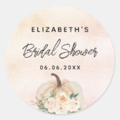 Bruiloftspumpkin herfst crèmekleurig rose goud ronde sticker (Voorkant)