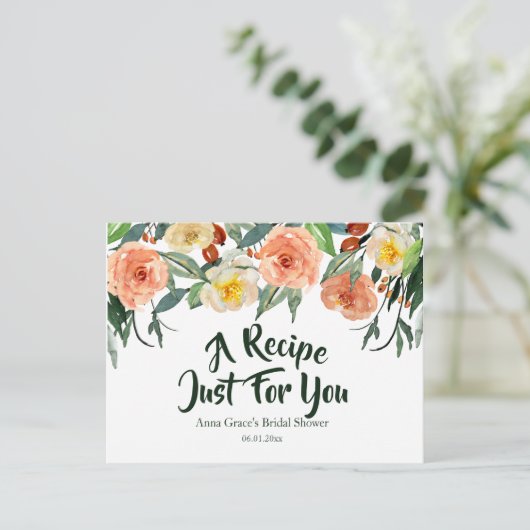 Bruiloftsrecept voor Herfst Bloemen Bruidsshower Uitnodiging Briefkaart (Staand voorkant)