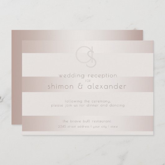 Bruiloftsreceptie | Elegante Moderne Roze Parel Informatiekaartje (Voorkant / Achterkant)