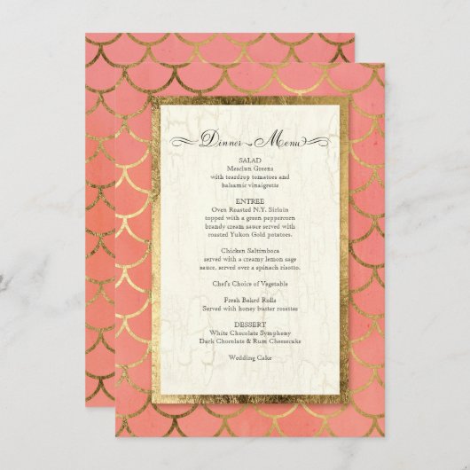 Bruiloftsreceptie formeel diner Art Deco schelp Kaart (Voorkant / Achterkant)