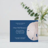 Bruiloftsreceptie met zanddollar informatiekaartje (Staand voorkant)