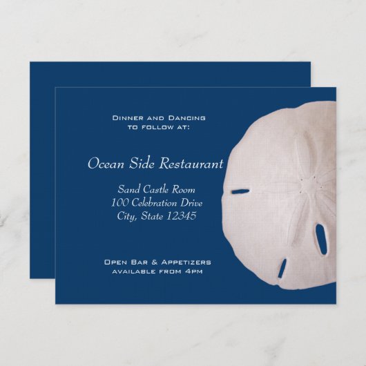 Bruiloftsreceptie met zanddollar informatiekaartje (Voorkant / Achterkant)