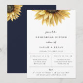 Bruiloftsrepetitie diner met rustieke zonnebloem aankondiging (Voorkant / Achterkant)