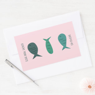 Bruiloftsshower aan de Zeekant Cute Vissen MAATWER Rechthoekige Sticker