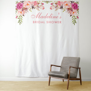 Bruiloftsshower Achtergrond Fotohokje Prop Roze Wandkleed