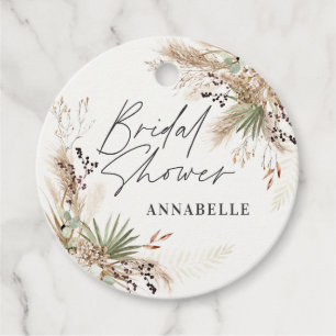 Bruiloftsshower bedankje modern pampasgras blad bedankjes labels